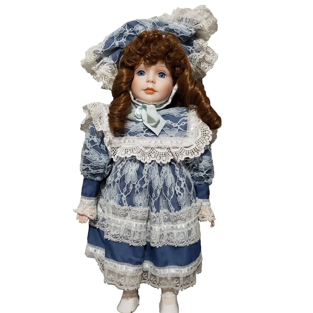 Dynasty Doll Collection Doll Victorian style Blue Dress Blue Eyes Borown Hair 18